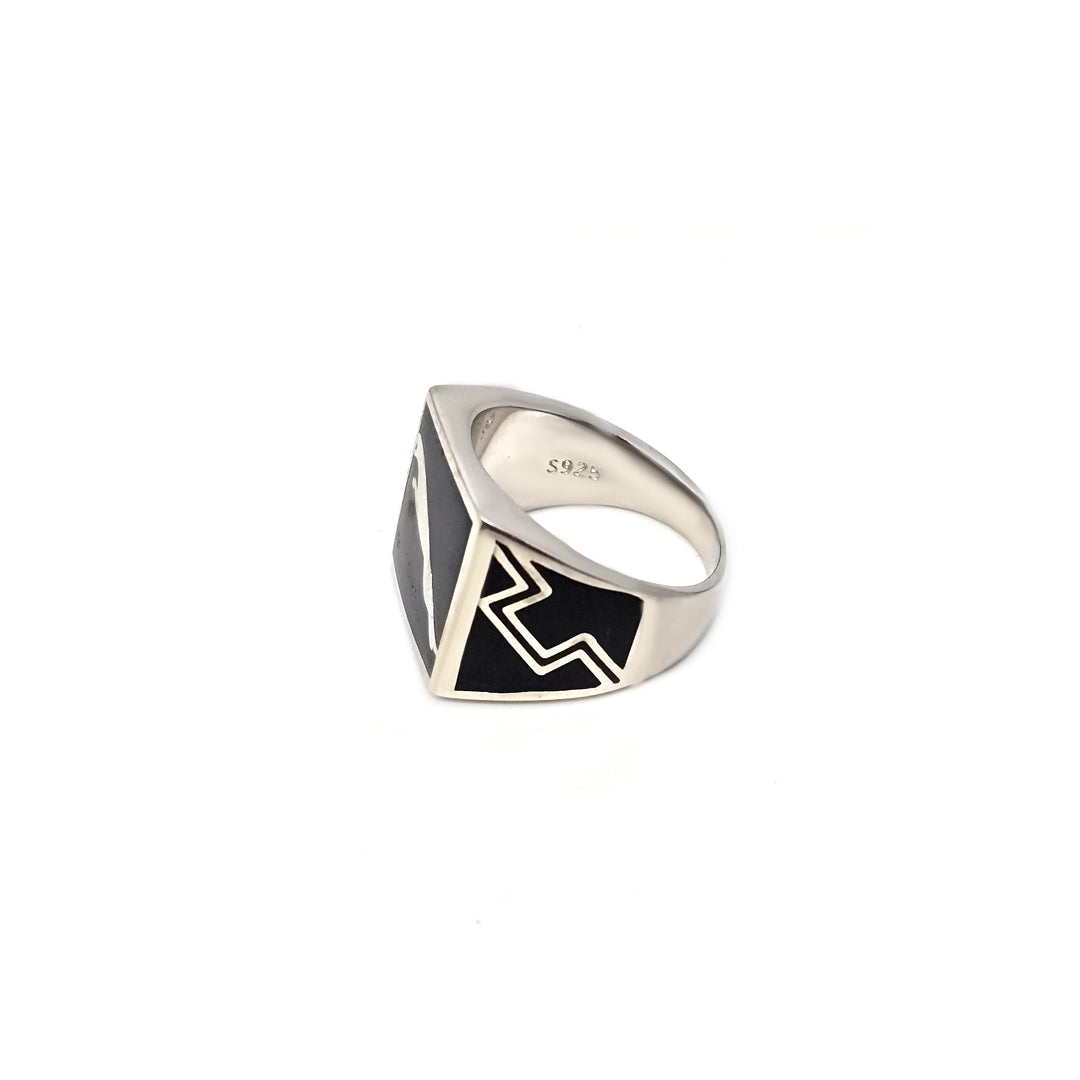 Gladiator Black Enamel Ring