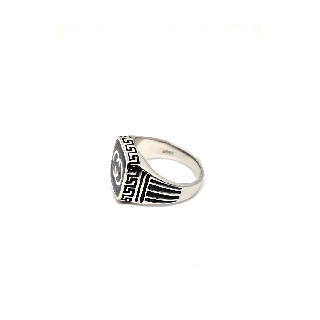 Sterling Silver Carlogo Enamel Ring