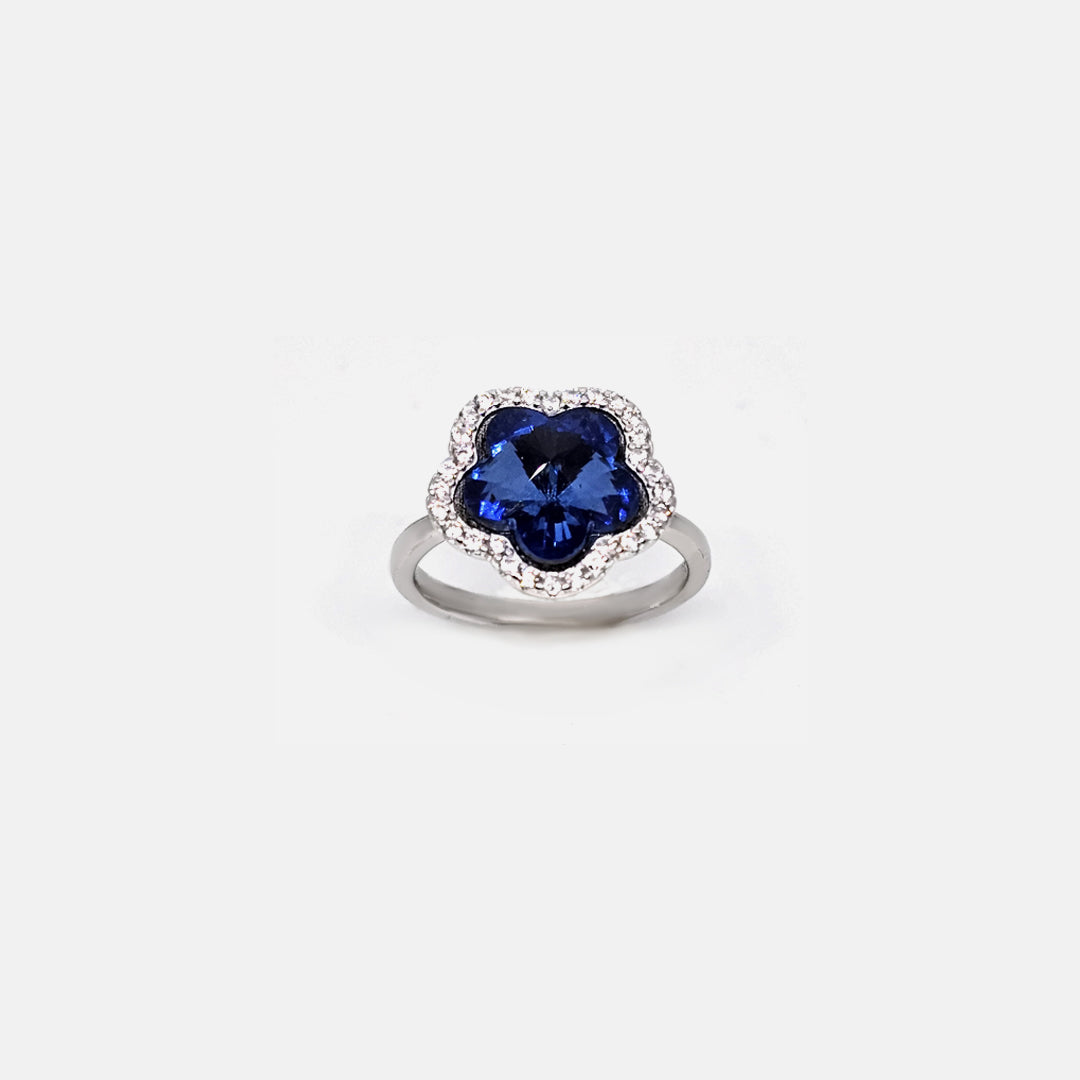 GlitterGlow Swarovski Ring dark blue col