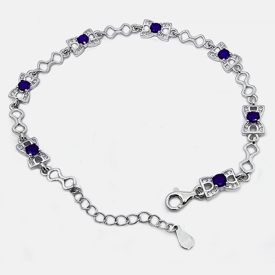 Sterling Silver Loose bracelet with Blue stone