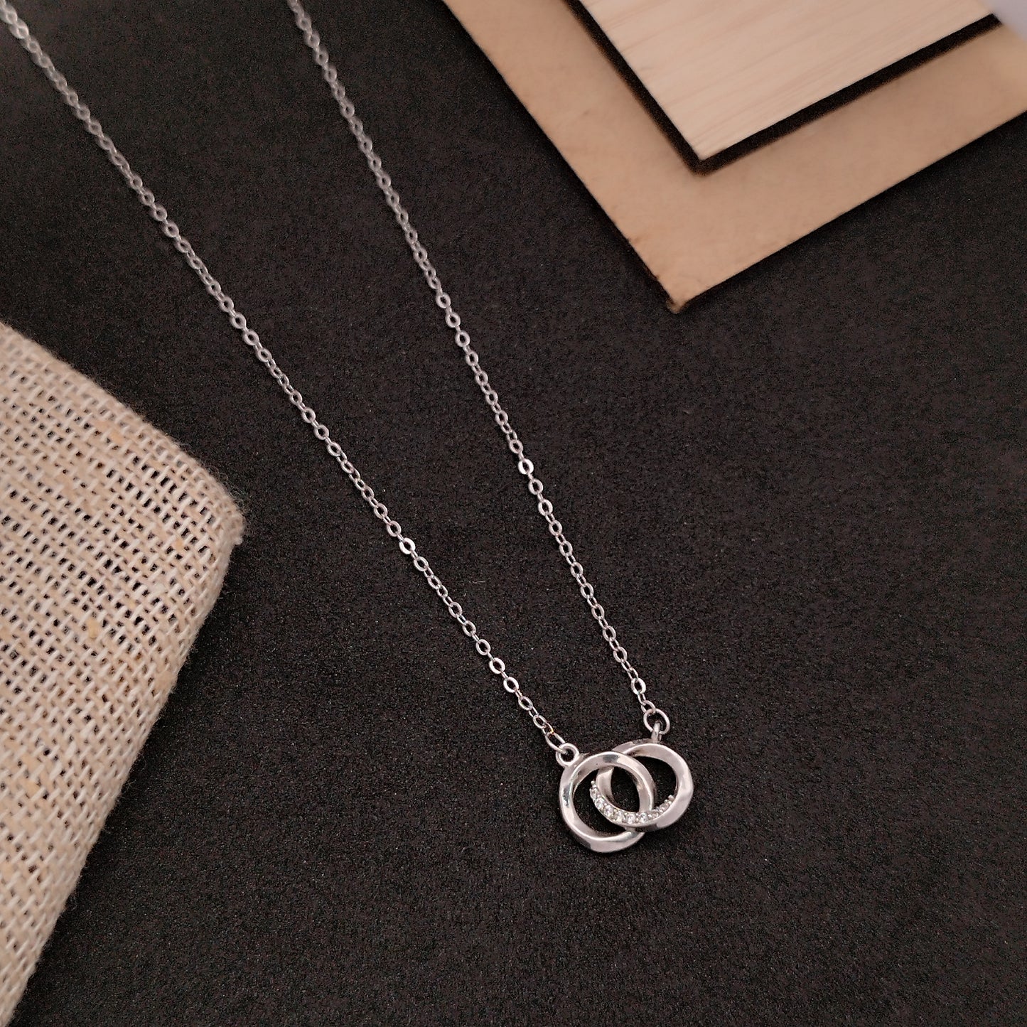 Elegant CZ Circle Pendant Dokiya Chain