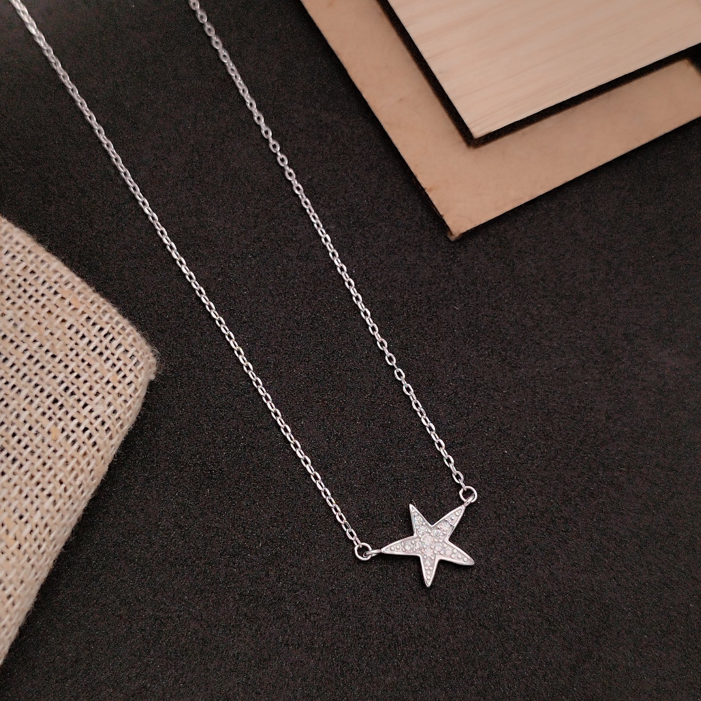 Elegant CZ stare Pendant Dokiya Chain
