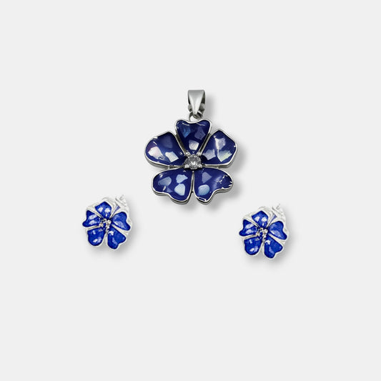 Floral Blue Jewelry Set