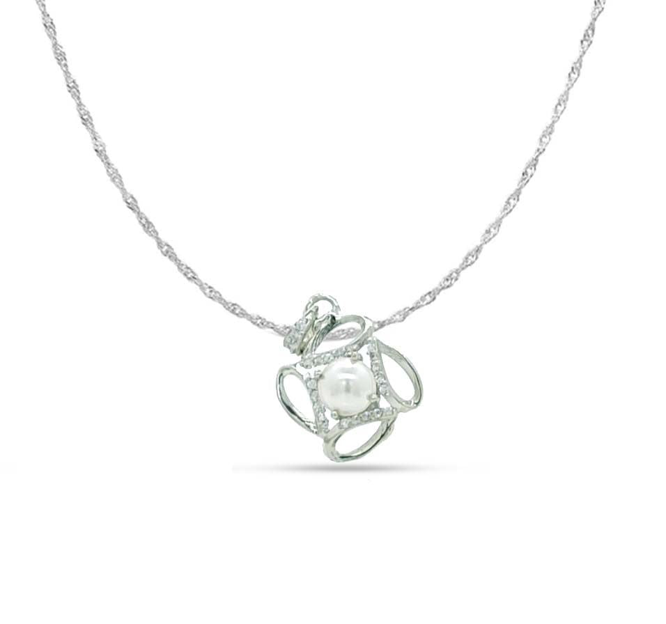 925 Sterling Silver Moti Pendant Set - Elegant Pearl Design
