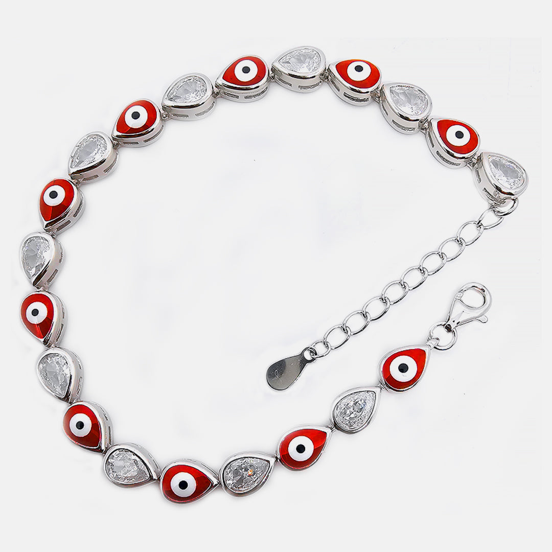 Red Eye Nazar Bracelet with A++ American Diamonds