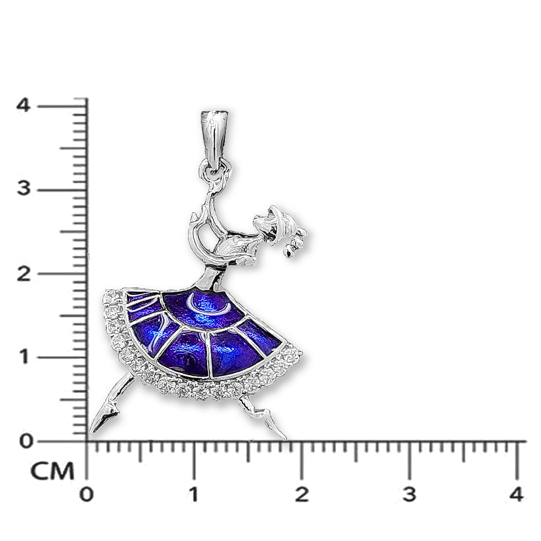 Tgl Silver 92.5 Sterling Silver Dancing Doll Pendant Elegance