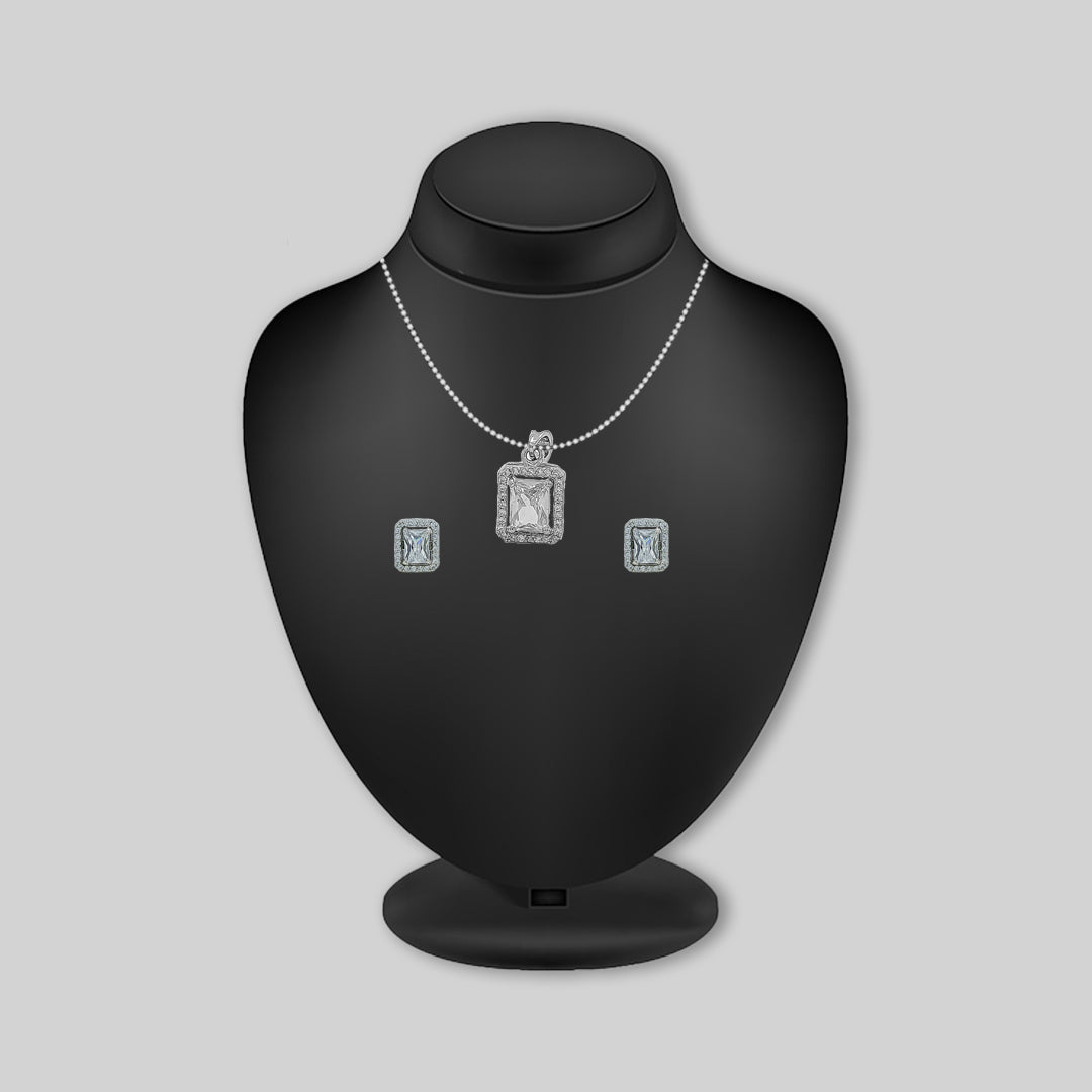 Sterling silver solitaire pendent set - Timeless Elegance