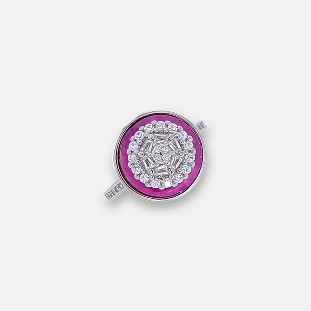 Sparkling Ring in Sterling Silver 925 - Purple Accent Jewelry