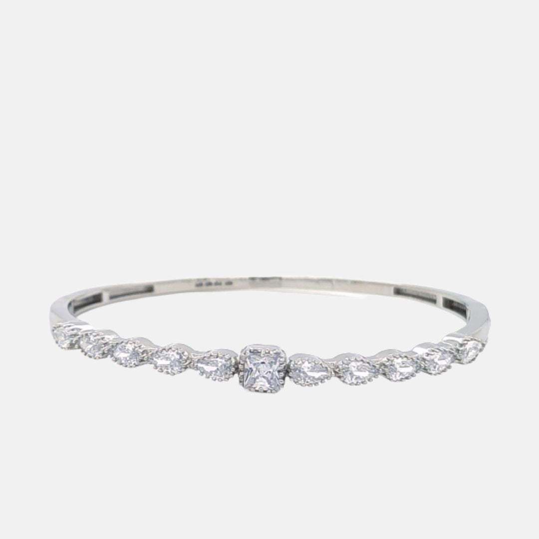 Sterling Silver Kada with Square Shape American Diamonds A++