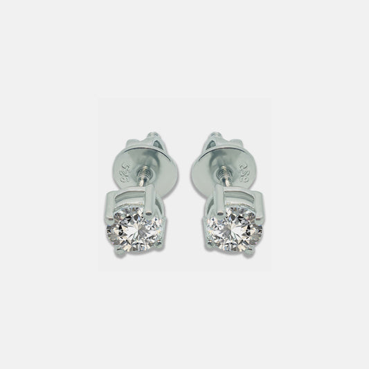 Sterling silver solitaire stud earrings with AAA+ quality zircons.