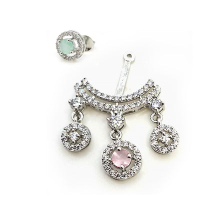 Earings Jacket Earings With A++ Stone 92.5 silver (TGLS053)