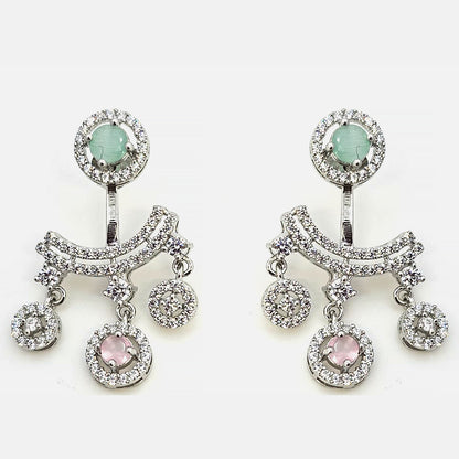 Earings Jacket Earings With A++ Stone 92.5 silver (TGLS053)