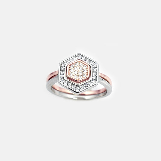 duel wear ring heart Hexagon for women & girls