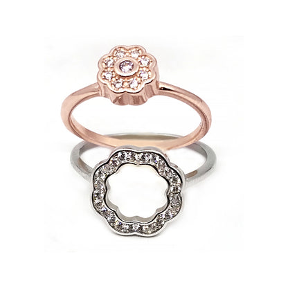 duel wear ring heart flower for women &amp; girls