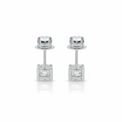 92.5 Sterling Silver Solitaire Only Earrings-Studs single dia