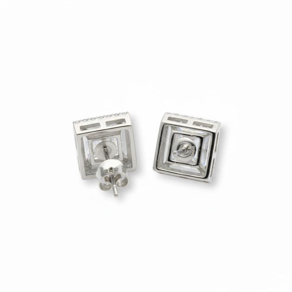 92.5 Sterling Silver Solitaire Only Earrings-Studs square