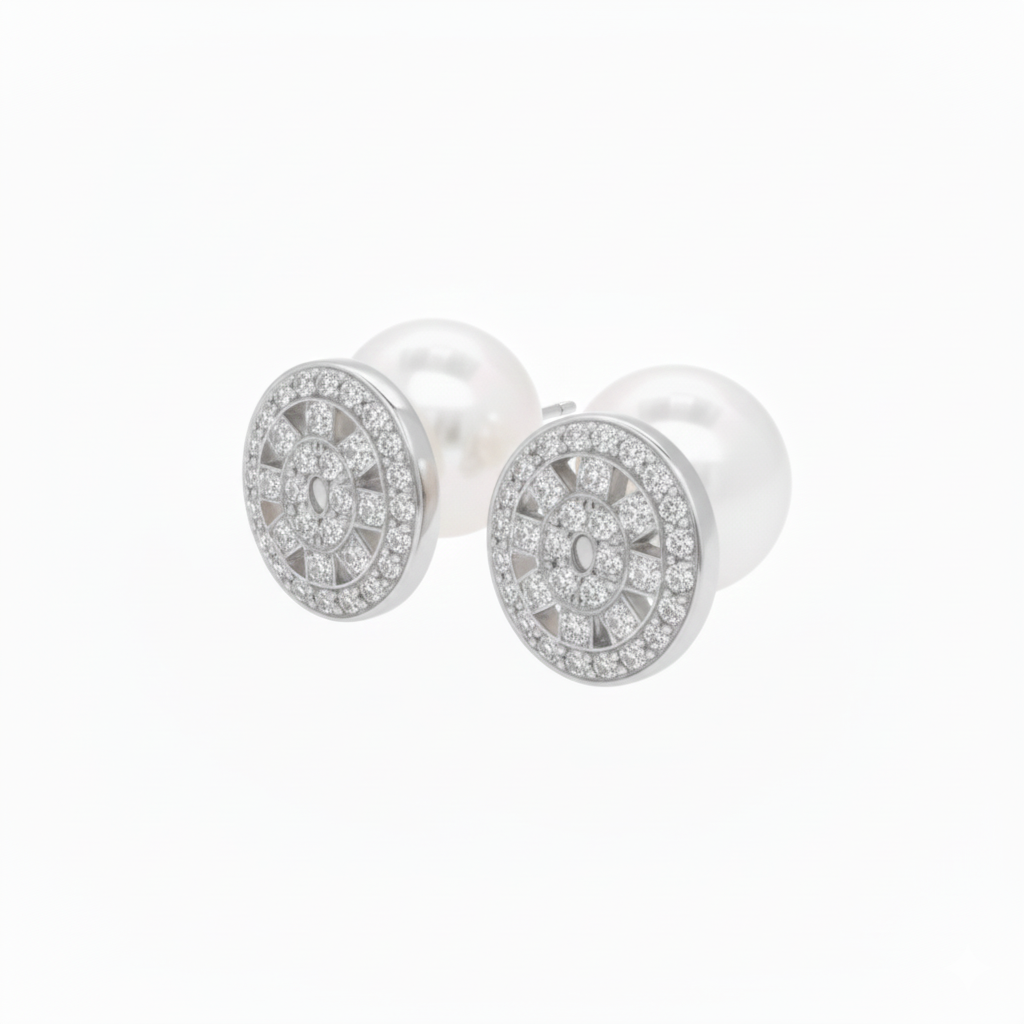 Silver two way moti studs round