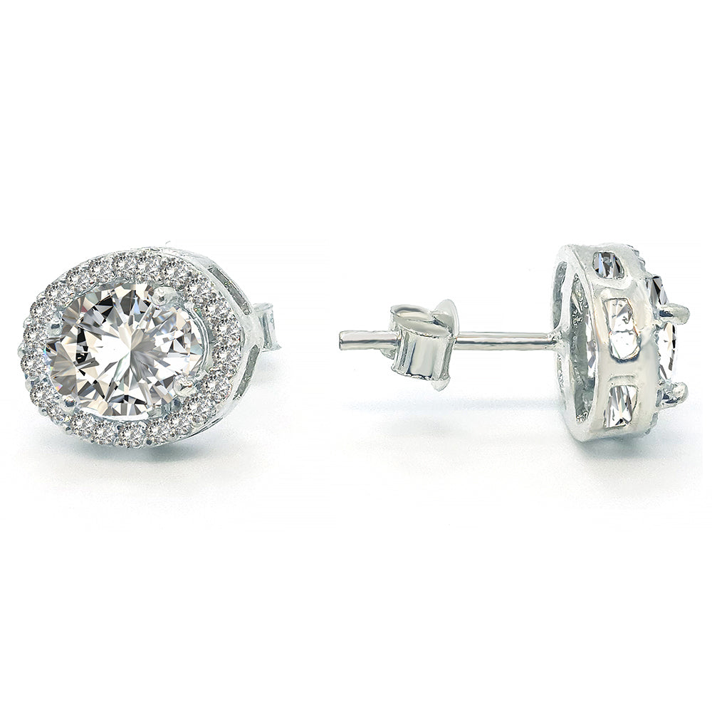 92.5 Sterling Silver Solitaire Only Earrings-Studs