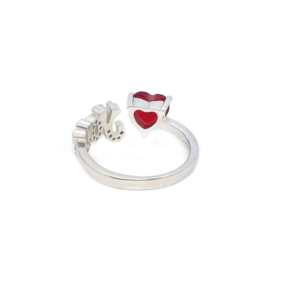 Ring I love heart red color stone