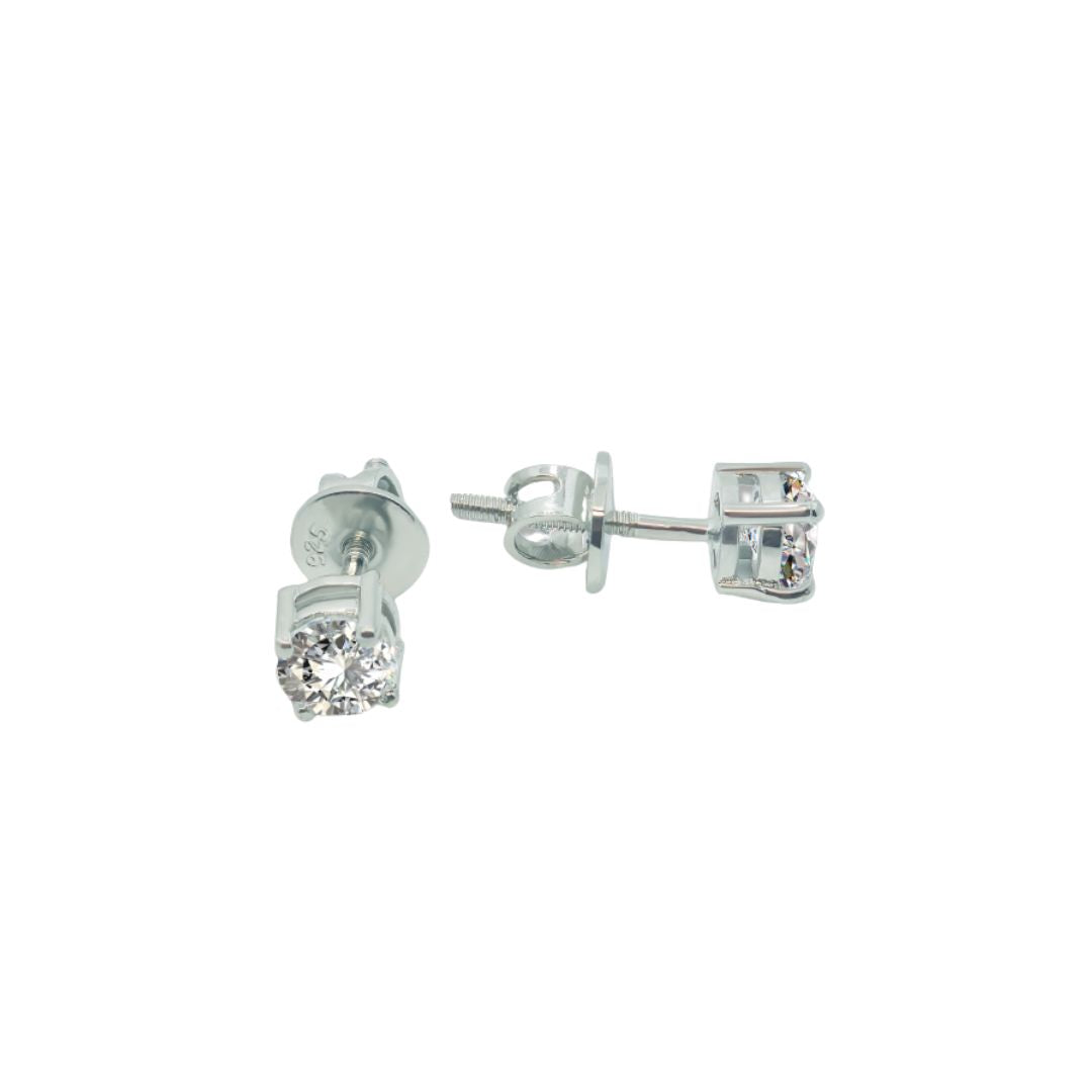 92.5 Sterling Silver Solitaire Only Earings-Studs