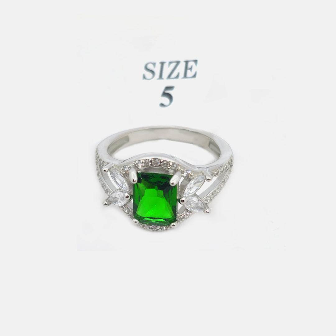 Ring Green square stone with A++