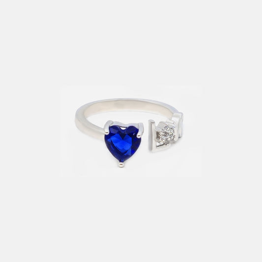 Ring I love heart blue color stone