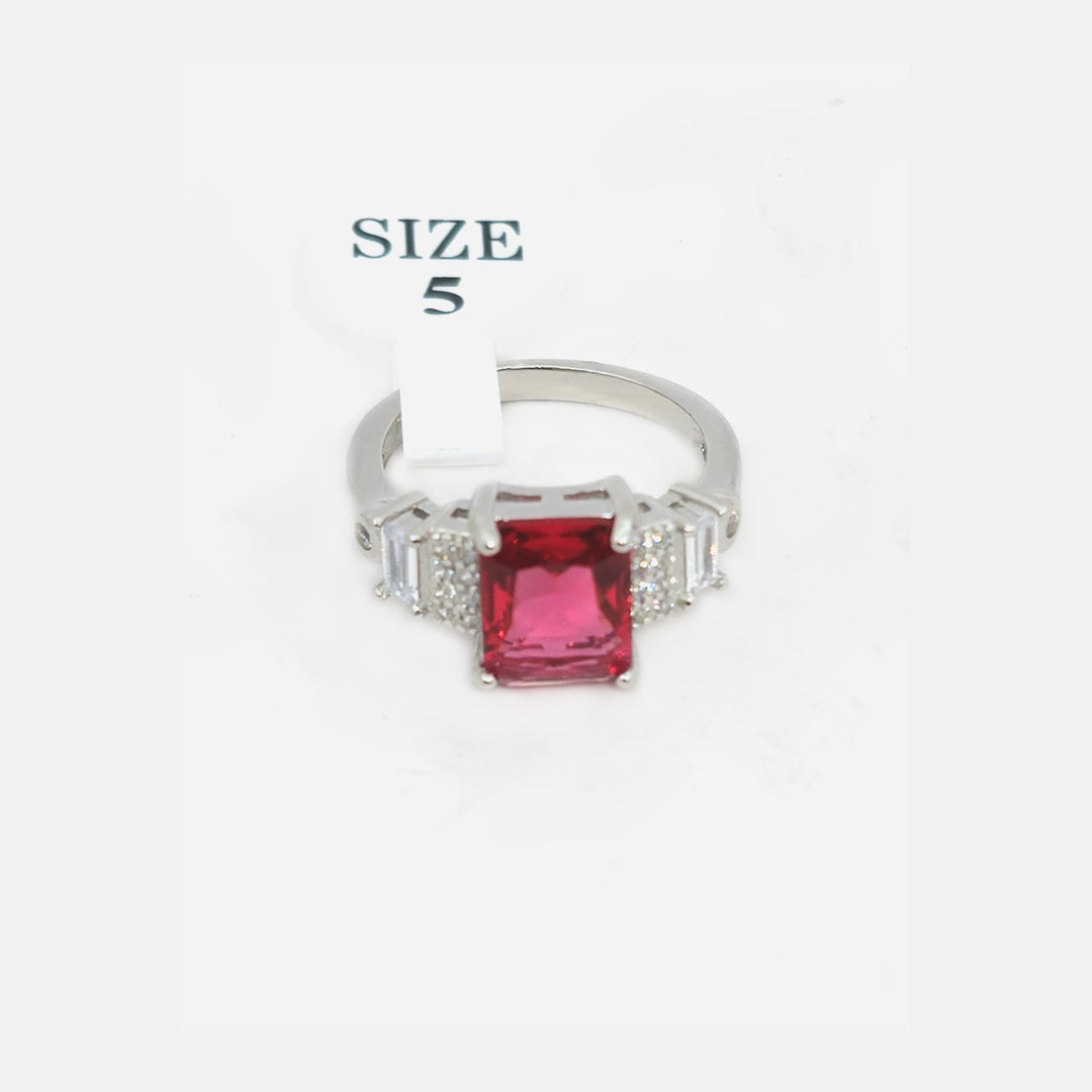 Ring Red square stone with A++