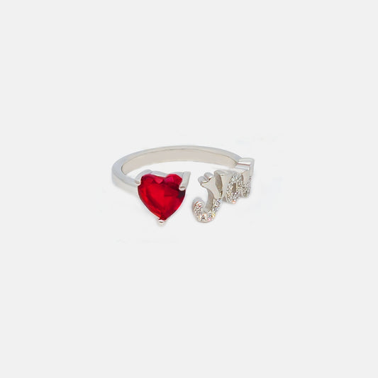 Ring I love heart red color stone