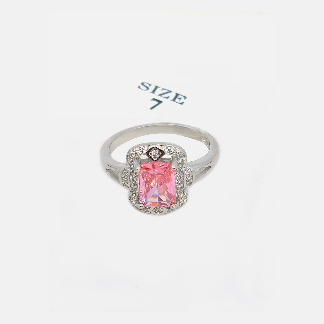 Ring Pink square stone with A++