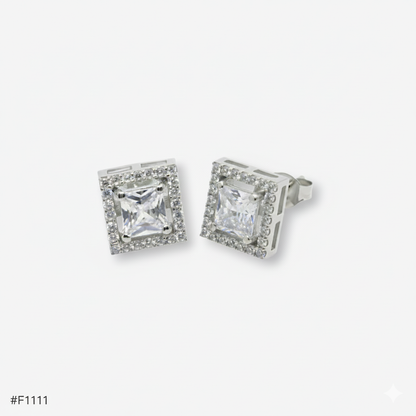 92.5 Sterling Silver Solitaire Only Earrings-Studs square