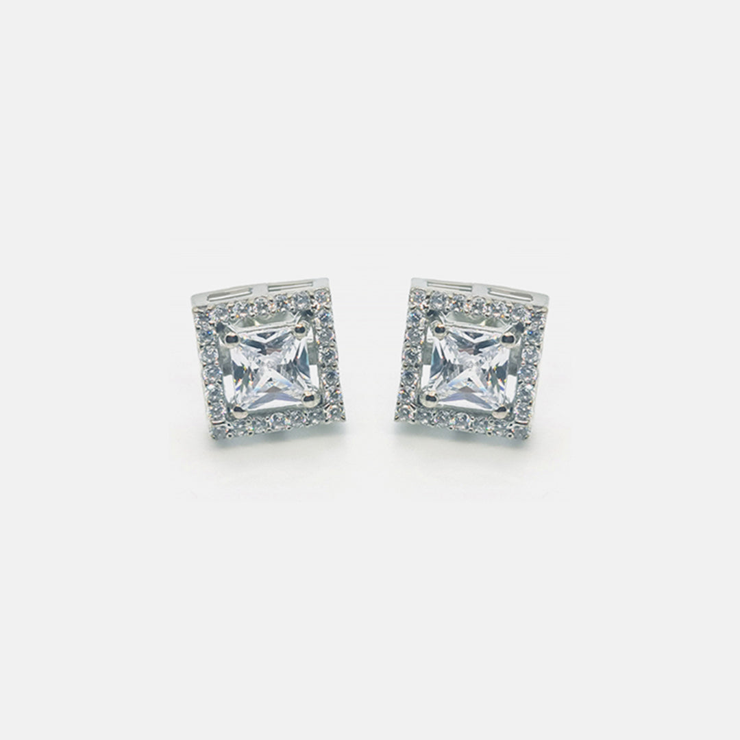 92.5 Sterling Silver Solitaire Only Earrings-Studs