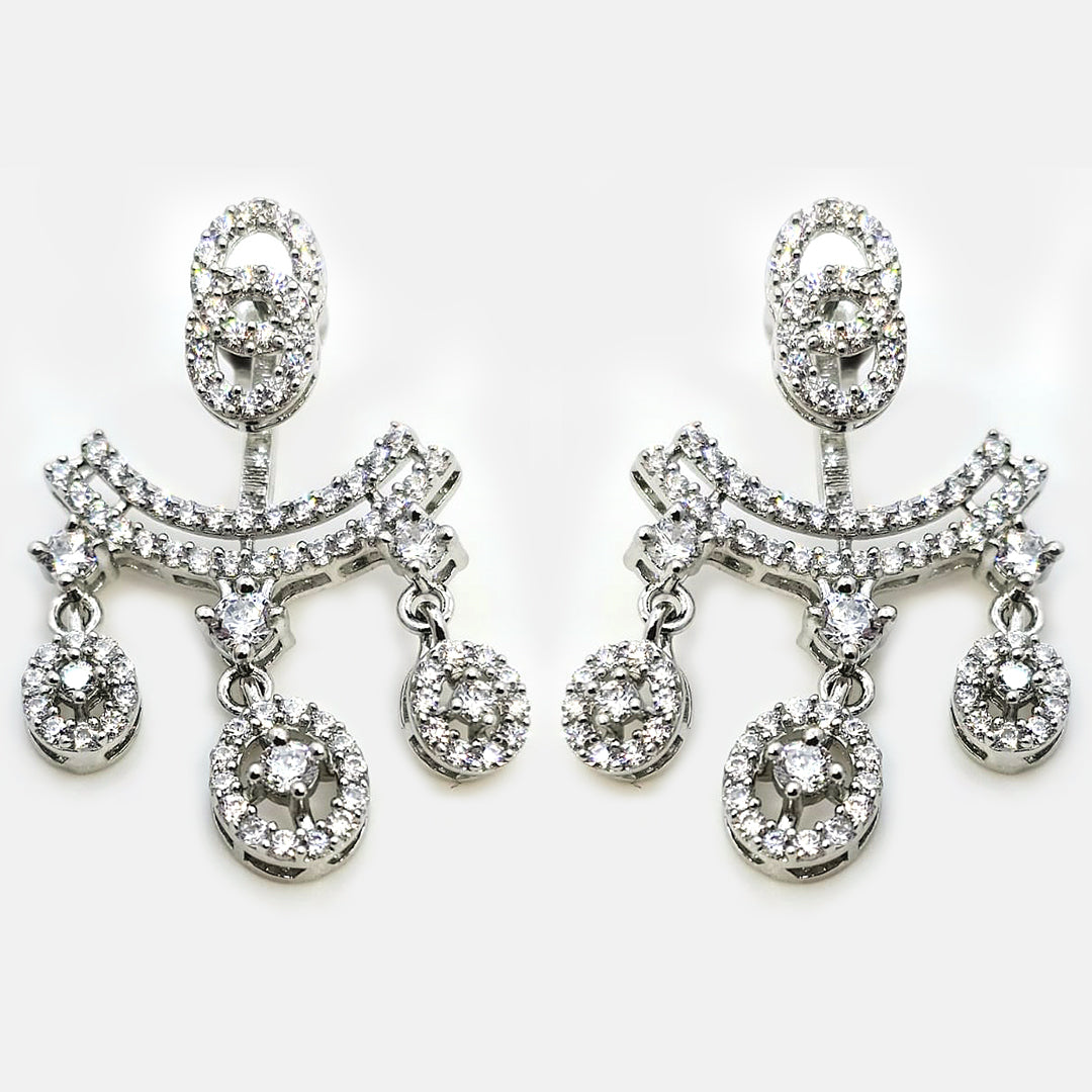 Jacket Earings With A++ Stone 92.5 silver (TGLS050)