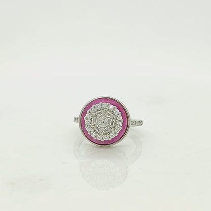 sparkling ring with purple in sterling silver 925